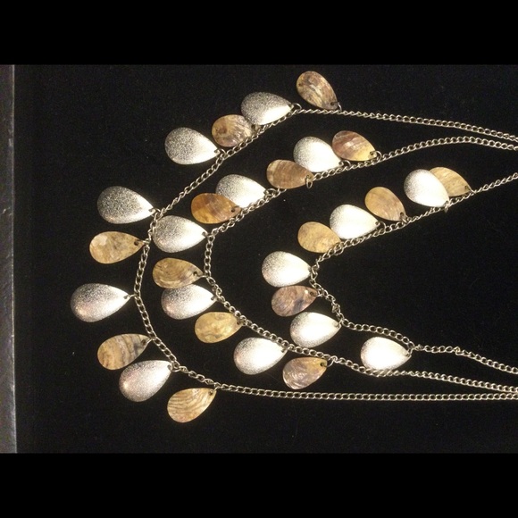 Gold n silver teardrop necklace multi strand - Picture 4 of 5
